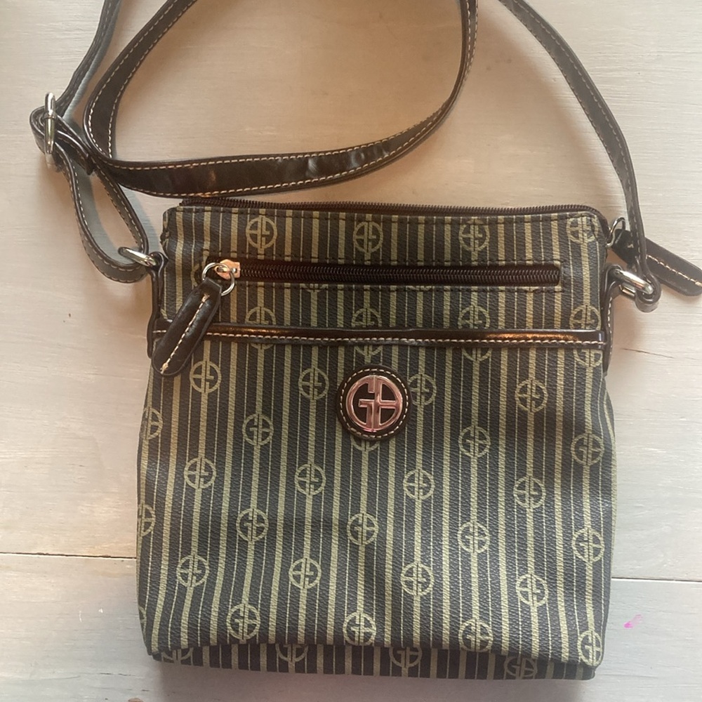 Giani Bernini Brown and Taupe Striped Women's Bag